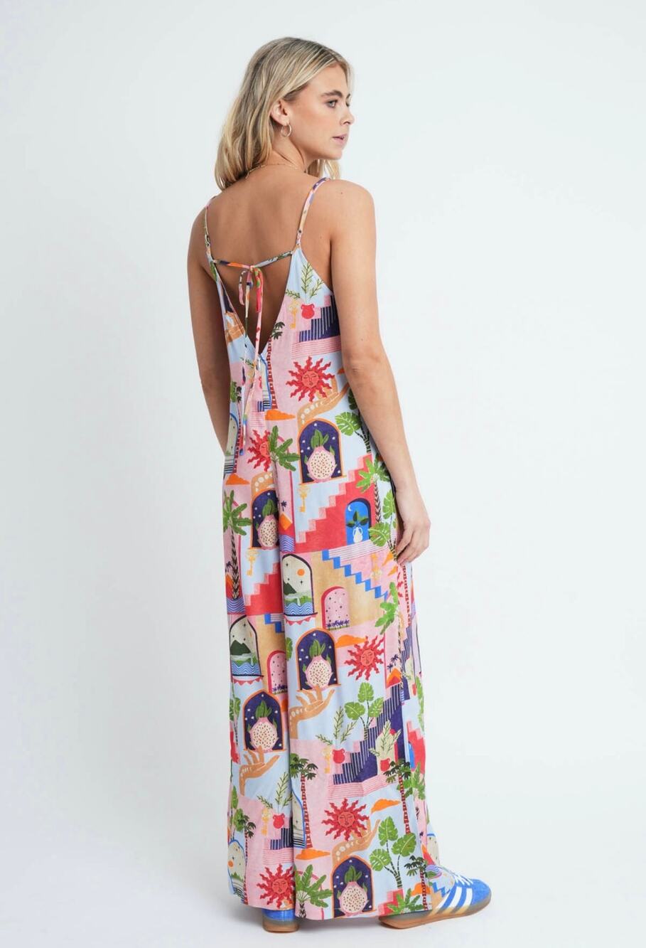Native Youth Sunny Town Print Cami Strap Multicolor Jumpsuit in Size XS